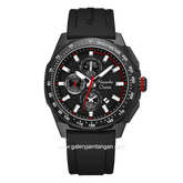 Alexandre Christie AC 6688 MC Chronograph Black Hour Marker Red Rubber Strap